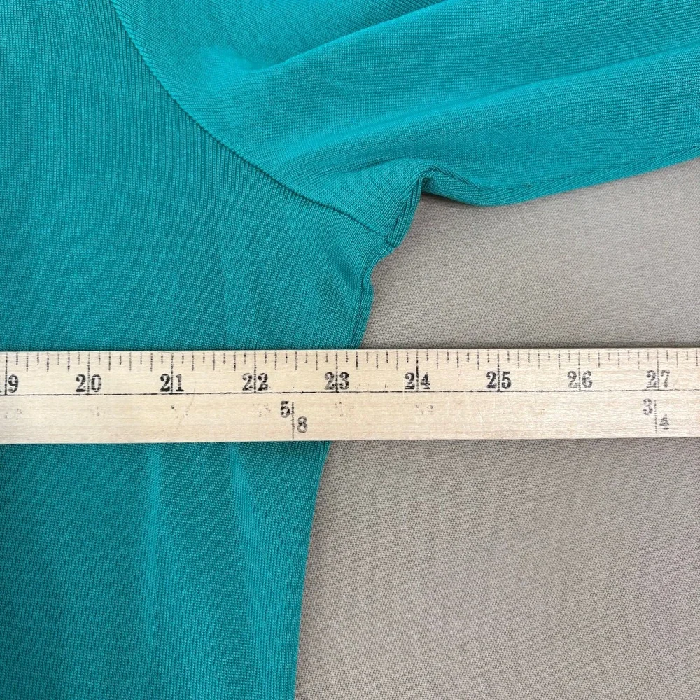 Exclusively Misook Cardigan Sweater Womens Size PM Green Knit Open Front Career‎